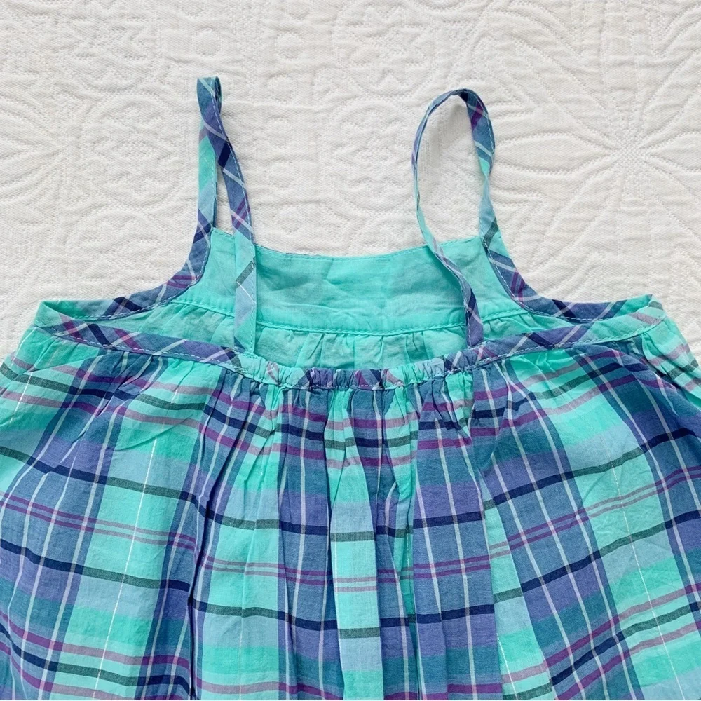 Gap Girls' Shimmer Plaid Spaghetti Strap‎ Dress, Blue Plaid